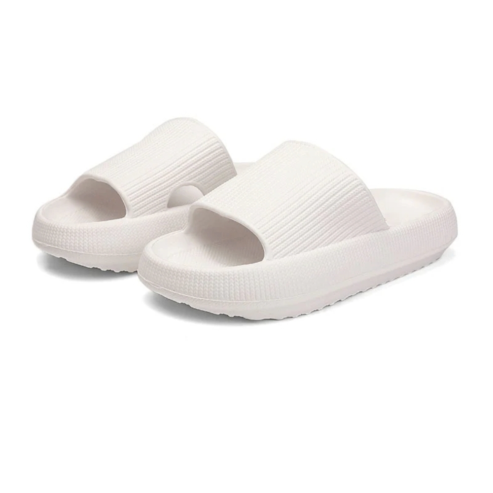 Men's White Cushioned Slide Sandals - Lightweight Slip-On Comfort